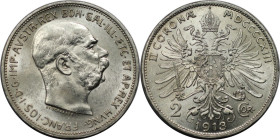 RDR – Habsburg – Österreich, KAISERREICH ÖSTERREICH. Österreich-Ungarn. Franz Joseph I. (1848-1916). 2 Kronen 1913. Jaeger 384. Silber. Fast Stempelgl...