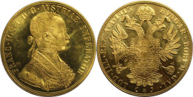 RDR – Habsburg – Österreich, KAISERREICH ÖSTERREICH. Franz Joseph I. (1848-1916). 4 Dukaten 1915, Wien (Offizielle Nachprägung). 986 fein / 13,76 g. f...