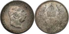 RDR – Habsburg – Österreich, KAISERREICH ÖSTERREICH. Österreich Ungarn. Franz Joseph I. (1848-1916). 1 Krone 1916. 5,0 g. 0.835 Silber. 0.13 OZ. KM 28...