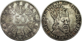 RDR – Habsburg – Österreich, REPUBLIK ÖSTERREICH. 600 Jahre Universität Wien. 50 Schilling 1965. 20,0 g. 0.900 Silber. 0.58 OZ. KM 2898. Fast Stempelg...