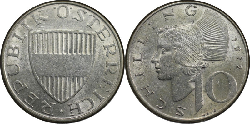 RDR – Habsburg – Österreich, REPUBLIK ÖSTERREICH. 10 Schilling 1972. Silber. KM ...