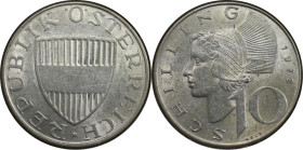 RDR – Habsburg – Österreich, REPUBLIK ÖSTERREICH. 10 Schilling 1972. Silber. KM 2882. Sehr schön-vorzüglich