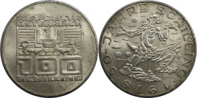RDR – Habsburg – Österreich, REPUBLIK ÖSTERREICH. 50 Jahre Schilling. 100 Schilling 1975. Silber. KM 2925. Fast Vorzüglich