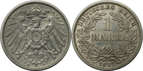 Deutsche Münzen und Medaillen ab 1871, REICHSKLEINMÜNZEN. 1 Mark 1892 G. Silber. Jaeger 17. Sehr schön. Selten!