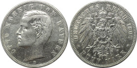 Deutsche Münzen und Medaillen ab 1871, REICHSSILBERMÜNZEN, Bayern, Otto (1886-1913). 5 Mark 1907 D. Silber. Jaeger 46. Sehr schön