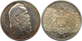 Deutsche Münzen und Medaillen ab 1871, REICHSSILBERMÜNZEN, Bayern. Prinzregent Luitpold (1886-1912). 2 Mark 1911 D, zum 90-jähr. Geb. m. Lebensdaten. ...