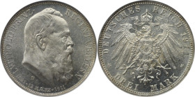 Deutsche Münzen und Medaillen ab 1871, REICHSSILBERMÜNZEN, Bayern. Prinzregent Luitpold (1886-1912). 3 Mark 1911 D, zum 90-jähr. Geb. m. Lebensdaten. ...