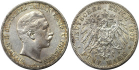 Deutsche Münzen und Medaillen ab 1871, REICHSSILBERMÜNZEN, Preußen, Wilhelm II. (1888-1918). 5 Mark 1902 A. Silber. AKS129. Sehr schön-vorzüglich