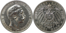 Deutsche Münzen und Medaillen ab 1871, REICHSSILBERMÜNZEN, Preußen, Wilhelm II. (1888-1918). 3 Mark 1912 A. Silber. Jaeger 103. Vorzüglich