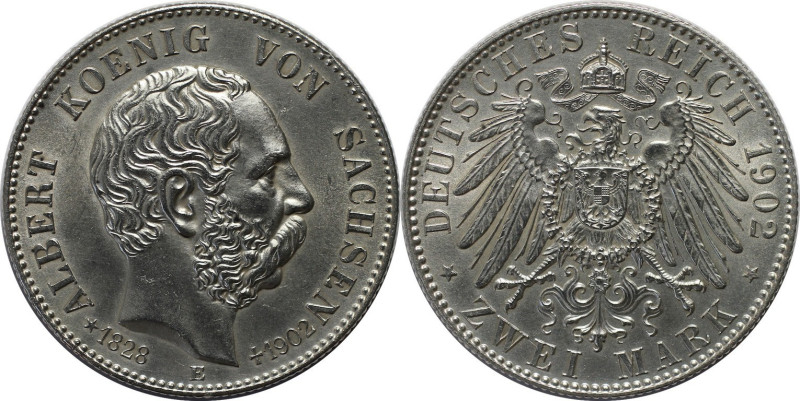Deutsche Münzen und Medaillen ab 1871, REICHSSILBERMÜNZEN, Sachsen, Albert (1873...