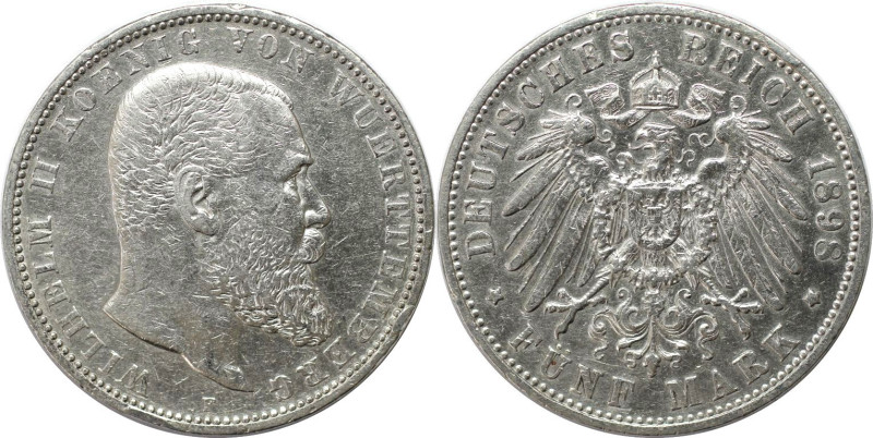 Deutsche Münzen und Medaillen ab 1871, REICHSSILBERMÜNZEN, Württemberg, Wilhelm ...