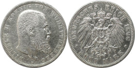 Deutsche Münzen und Medaillen ab 1871, REICHSSILBERMÜNZEN, Württemberg, Wilhelm II. (1891-1918). 5 Mark 1898 F. Silber. Jaeger 176. Sehr schön