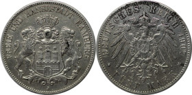 Deutsche Münzen und Medaillen ab 1871, REICHSSILBERMÜNZEN, Hamburg. 5 Mark 1907 J. Silber. Jaeger 65. Sehr schön