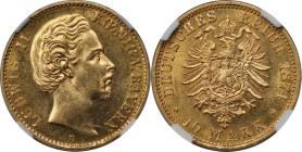 Deutsche Münzen und Medaillen ab 1871, REICHSGOLDMÜNZEN, Bayern, Ludwig II. (1864-1886). 10 Mark 1874 D. Gold. KM 898. NGC MS-62