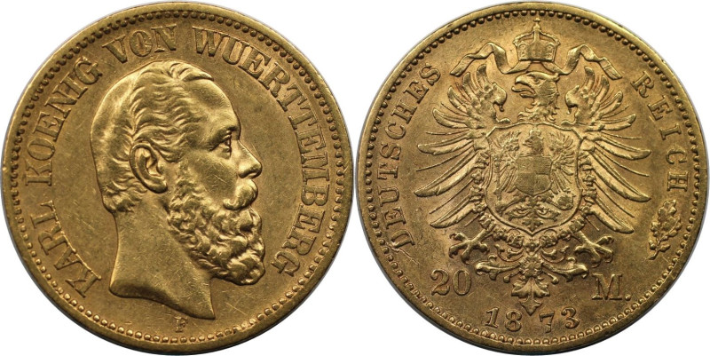 Deutsche Münzen und Medaillen ab 1871, REICHSGOLDMÜNZEN, Wurttemberg. Karl (1864...