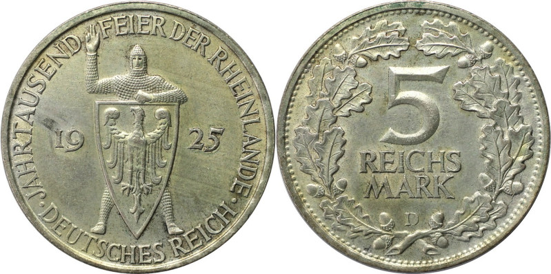Deutsche Münzen und Medaillen ab 1871, WEIMARER REPUBLIK. 5 Reichsmark 1925 D, 1...