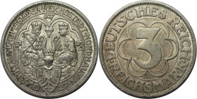 Deutsche Münzen und Medaillen ab 1871, WEIMARER REPUBLIK. 3 Reichsmark 1927 A, 1000 Jahre Nordhausen. Silber. Jaeger 327. Vorzüglich