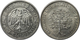 Deutsche Münzen und Medaillen ab 1871, WEIMARER REPUBLIK. Eichbaum. 5 Reichsmark 1931 F. Silber. KM 56. Jaeger 331. ANACS MS 60 Details