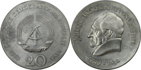 Deutsche Münzen und Medaillen ab 1945, Deutsche Demokratische Republik bis 1990. Johann Wolfgang von Goethe. 20 Mark 1969. Silber. Jaeger 1525. Stempe...