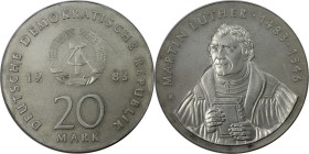 Deutsche Münzen und Medaillen ab 1945, Deutsche Demokratische Republik bis 1990. Zum 500. Geburtstag von Martin Luther. 20 Mark 1983. Silber. Jaeger 1...