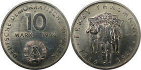 Deutsche Münzen und Medaillen ab 1945, Deutsche Demokratische Republik bis 1990. Ernst Thälmann. 10 Mark 1986 A. Kupfer-Zink-Nickel. KM 109. Jaeger 16...