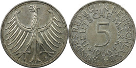 Deutsche Münzen und Medaillen ab 1945, BUNDESREPUBLIK DEUTSCHLAND. 5 Mark 1966 D. Silber. Jaeger 387. Vorzüglich
