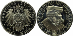 Deutsche Münzen und Medaillen ab 1945, BUNDESREPUBLIK DEUTSCHLAND. Friedrich der Weise. "Drei Mark 1917" Medaille 2003. Polierte Platte