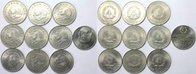 Deutsche Münzen und Medaillen ab 1945, Lots und Samllungen. DDR. 20 Mark x 10 Stück. Set 1972-1983. Vorzüglich-Stempelglanz und Stempelglanz