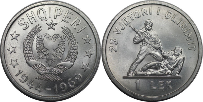 Europäische Münzen und Medaillen, Albanien / Albania. 25 Jahre Befreiung. 1 Lek ...