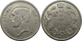 Europäische Münzen und Medaillen, Belgien / Belgium. Albert I. (1910-1934). 5 Francs 1931. Nickel. KM 98. Vorzüglich. Kratzer