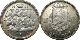 Europäische Münzen und Medaillen, Belgien / Belgium. Leopold III. (1934-1950). 100 Francs 1948. Silber. KM 138. Sehr schön+