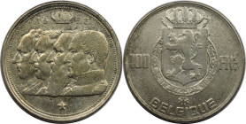 Europäische Münzen und Medaillen, Belgien / Belgium. Leopold III (1934-1950). 100 Francs 1950. 18,0 g. 0.835 Silber. 0.48 OZ. KM 138.1. Fast Vorzüglic...