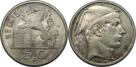 Europäische Münzen und Medaillen, Belgien / Belgium. Leopold III. (1934-1950). 50 Francs 1950. Silber. KM 137. Vorzüglich