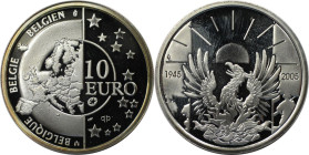 Europäische Münzen und Medaillen, Belgien / Belgium. 60 Jahre Kriegsende, Frieden und Freiheit in Europa. 10 Euro 2005. 18,75 g. 0.925 Silber. 0.55 OZ...