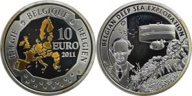Europäische Münzen und Medaillen, Belgien / Belgium. Auguste Piccard. 10 Euro 2011, Silber. Polierte Platte