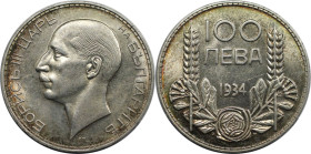 Europäische Münzen und Medaillen, Bulgarien / Bulgaria. Boris III. 100 Lewa 1934. Silber. KM 45. Vorzüglich