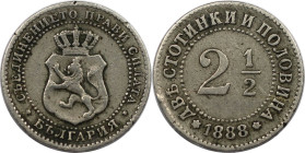 Europäische Münzen und Medaillen, Bulgarien / Bulgaria. Ferdinand I. 2 1/2 Stotinki 1888. Kupfer-Nickel. KM 8. Sehr schön+