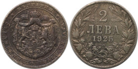 Europäische Münzen und Medaillen, Bulgarien / Bulgaria. Boris III. 2 Lewa 1925. Kupfer-Nickel. KM 38. Vorzüglich