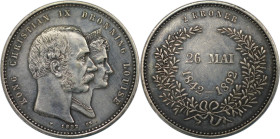 Europäische Münzen und Medaillen, Dänemark / Denmark. Christian IX. (1863-1906). Goldene Hochzeit. 2 Kroner 1892. Silber. KM 800. Sehr schön-vorzüglic...