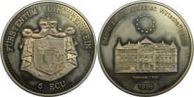 Europäische Münzen und Medaillen, Liechtenstein. Regierungssitz in Vaduz. 5 Ecu 1995. Kupfer-Nickel. Stempelglanz