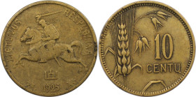 Europäische Münzen und Medaillen, Litauen / Lithuania. 10 Centu 1925. Aluminium-Bronze. KM 73. Sehr schön-vorzüglich