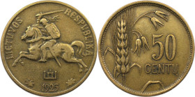 Europäische Münzen und Medaillen, Litauen / Lithuania. 50 Centu 1925. Aluminium-Bronze. KM 75. Sehr schön-vorzüglich