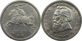 Europäische Münzen und Medaillen, Litauen / Lithuania. Jonas Basanavicius. 5 Litai 1936. Silber. KM 82. Vorzüglich