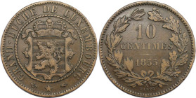 Europäische Münzen und Medaillen, Luxemburg / Luxembourg. Wilhelm III. (1849-1890). 10 Centimes 1855. Bronze. KM 23.2. Sehr schön
