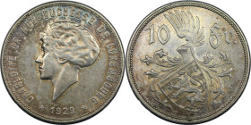 Europäische Münzen und Medaillen, Luxemburg / Luxembourg. Charlotte (1918-1964). 10 Francs 1929. 13,50 g. 0.750 Silber. 0.33 OZ. KM 39. Vorzüglich-ste...