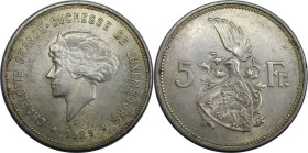 Europäische Münzen und Medaillen, Luxemburg / Luxembourg. Charlotte (1918-1964). 5 Francs 1929. Silber. KM 38. Vorzüglich