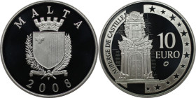 Europäische Münzen und Medaillen, Malta. Auberge de Castille, Valletta. 10 Euro 2008. 28,28 g. 0.925 Silber. 0.84 OZ. KM 136. Polierte Platte