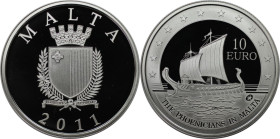 Europäische Münzen und Medaillen, Malta. Phönizier auf Malta. 10 Euro 2011. 28,28 g. 0.925 Silber. 0.84 OZ. KM 142. Polierte Platte