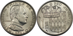 Europäische Münzen und Medaillen, Monaco. Rainier III. 1 Franc 1960. Nickel. KM 140. Fast Stempelglanz
