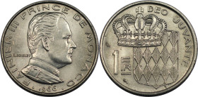 Europäische Münzen und Medaillen, Monaco. Rainier III. 1 Franc 1966. Nickel. KM 140. Fast Stempelglanz